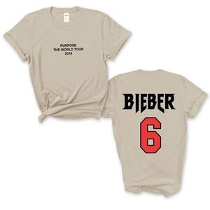 PURPOSE THE WORLD TOUR 2016 BIEBER 6 T-SHIRT Sz Small Gildan Heavy Cotton